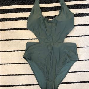 Aerie Olive Green Cut Out One-piece Swimsuit